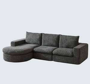 Ensemble modulaire sectionnel incurvé en forme de L convertible Cloud avec chaise longue et sièges profonds écologiques pour appartement - Product Image 3