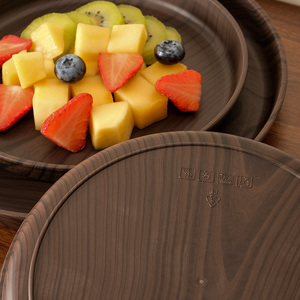 4-teiliges Set Kunststoff-Holzmaserung Serviertabletts Elegante Dekorative Multifunktionale Spülmaschinenfeste Servierplatten für Festliche Anlässe - Product Image 5