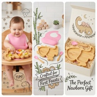 GL Vente en gros de fournitures personnalisées de dinosaure pour bébé Ensemble d'assiettes en bambou pour bébé Cadeau pour nouveau-né Ensemble d'assiettes en bambou pour enfants