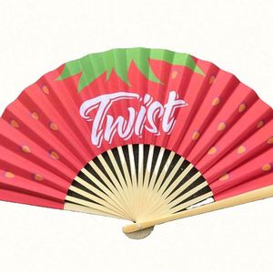 Custom Printed Carved Bamboo Folding Fabric <b>Hand</b> <b>Fan</b> for Promotional Wholesale Gifts - Product Image 1