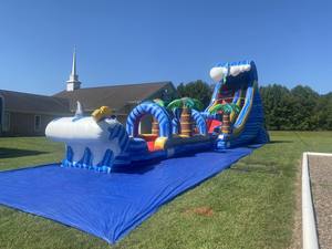 Gigante commerciale migliore grande salto casa percorso ad ostacoli gonfiabile bianco 22ft acqua doppio scivolo con scivolo ad acqua - Product Image 6