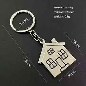Llaveros con Forma de Casa al por Mayor, Llaveros Metálicos Personalizados con Logotipo, Llaveros con Forma de Casa para Inmobiliarias, Llaveros con Grabado Láser - Product Image 3