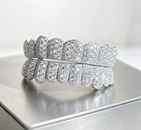 Grillz en Argent Sterling S925 Plaqué Rhodium, Entièrement Incrusté de Moissanite Ronde, Bijoux Dentaires Hip Hop pour Hommes et Femmes, Tendance Streetwear