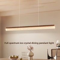 Lustre de salle à manger vintage de style italien couleur noyer, luminaire linéaire long haut de gamme minimaliste moderne du milieu du siècle pour tables