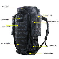 Sac à dos de randonnée et de camping multifonctionnel de grande capacité, sac à dos de survie, sac à dos tactique combiné 70L