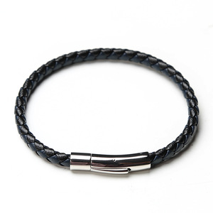 Business Casual Gift Titanium Steel Clasp Hand Braided Magnetic Buckle Waterproof Leather Bracelet for <b>Men</b> - Product Image 5