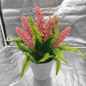 Plante artificielle lavande et cattail 25 cm, blanche et verte, en plastique avec pot, plantes décoratives d'intérieur pour fleuriste - Product Image 2