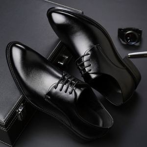 Chaussures en cuir PU légères et respirantes, antidérapantes, de couleur unie, à lacets carrés, décontractées et professionnelles, grande taille, de haute qualité pour le dropshipping - Product Image 2
