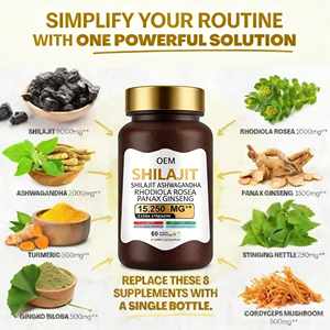 Cápsulas de Shilajit Puro do Himalaia de Qualidade Premium com Marca Privada Personalizada ODM/OEM para Suplemento Dietético Adulto - Product Image 2