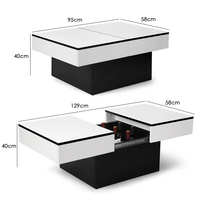 Table basse extensible avec rangement caché, style audacieux, plateau coulissant géométrique, table centrale pour espace de vie moderne