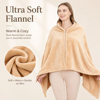 Großhandel Maßgefertigter Weicher Gemütlicher Flanell-Poncho Warmer Büro-Schal Umhang Cape Tragbare Kapuzen-Decke 2 in 1
