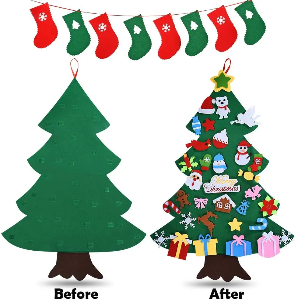 Factory custom wholesale Wall stickers felt christmas tree 2.3ft diy christmas tree