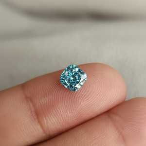 Diamante cultivado en laboratorio de 1 quilate, color azul verdoso intenso, corte cojín, para la elaboración de anillos, certificado por IGI, piedras sueltas de fantasía, fabricante indio. - Product Image 1