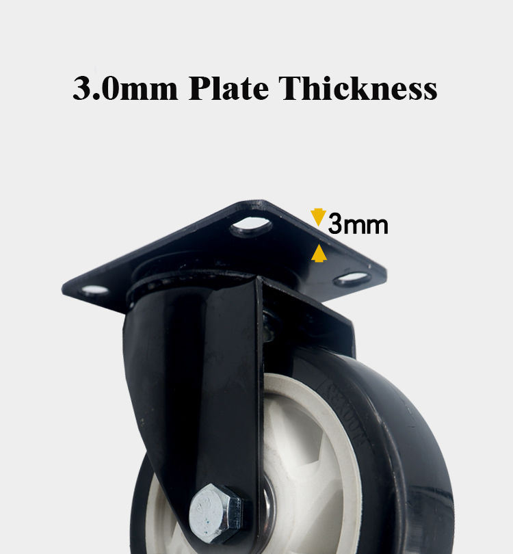 Furniture Leg Small Heavy Duty 1.5 2 2.5 Inch Swivel Casters Black PU Caster Wheel