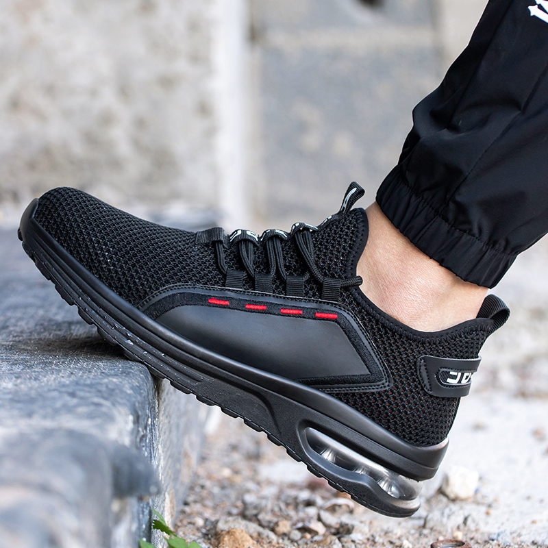 Легкие Нескользящие дышащие черные непромокаемые защитные туфли со стальным носком для мужчин с защитой от проколов