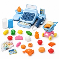 Caisse enregistreuse en plastique pour enfants de 4 à 9 ans, ensemble de jeu d'imitation de caissier de 38 pièces avec scanner, balance, chariot et panier de courses