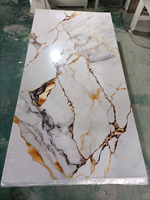 Panneau mural SPC UV en marbre veiné or de luxe, haute brillance, résistant aux taches, pour hôtel, maison, mur de fond