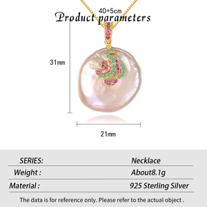 Collar con Colgante de Perla Barroca de Plata de Ley S925 con Circonita, Diseño de Nicho, Joyería de Moda Exquisita - Product Image 6
