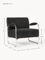 Fauteuil d'appoint moderne et élégant de style nordique minimaliste avec dossier rembourré et pieds en métal chromé pour salon, hôtel, appartement