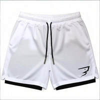   Shorts de sport pour homme 5.0, à cordon de serrage, tricotés, respirants, séchage rapide, taille haute, double couche, pour la gym, le jogging, la course à pied et l'entraînement