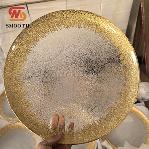 Plato Base Redondo Moderno <span class=keywords><strong>de</strong></span> 13 Pulgadas, Dorado y Transparente, <span class=keywords><strong>para</strong></span> Bodas, Cenas y Fiestas, Venta al Por Mayor - Product Image 1