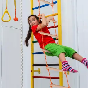 8.5 फीट (लगभग 2.9 मीटर) 2-इन-1 बच्चों की आउटडोर चढ़ाई वाली लकड़ी की रस्सी सीढ़ी, बगीचे के कैंप गेम हाउस मनोरंजन के लिए उपयुक्त