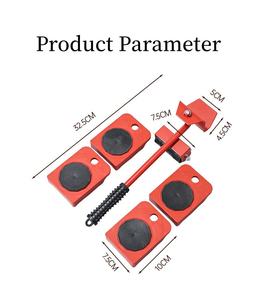 Ensemble de déplacement de meubles de qualité industrielle rouge, outils de levage pour objets lourds avec poignée en acier et plastique, support ODM personnalisé - Product Image 5