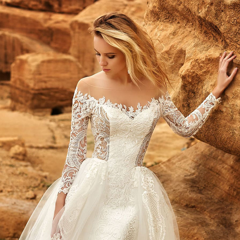 Long Sleeve Lace Mermaid Wedding Dresses With Removable Tail Vestido De  Novia Sirena Alibaba China Trumpet Wedding Gowns| Alibaba.com
