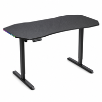 Bureau de jeu électrique réglable en hauteur ALINUNU pour salle de jeu, table debout avec lumières RGB et porte-gobelet