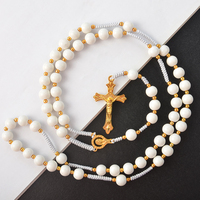 2025 nouveaux articles de bijoux religieux personnalisés catholique vierge marie chaîne chapelet 8mm 10mm perles de verre colliers