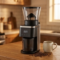 Moulin à café conique numérique à broyeur à meules coniques, générateur antistatique, réservoir de café moulu amovible de 150 g, machine à moudre de 160 W
