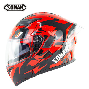 Aggiornamento marchio ABS <span class=keywords><strong>moto</strong></span> Full Face Flip up casco con rilascio rapido Sopiler certificato SOMAN SM955 - Product Image 5
