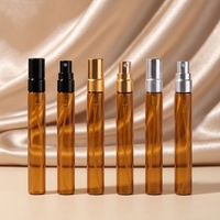 Botol Parfum Mini Amber 10ml Bulat Coklat Kosong, Botol Tester Sampel Portabel untuk Perjalanan