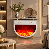Cheminée électrique moderne avec écran LCD, 7 couleurs de flamme, dessus en pierre, console autoportante avec 2 tiroirs de rangement