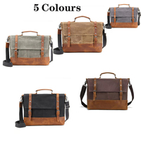 12 pouces ordinateur portable Messenger Bag étanche ciré toile porte-documents grand cartable épaule sac à bandoulière