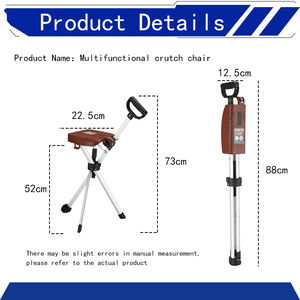 Tongkat berjalan medis, tongkat penopang Jalan aluminium paduan 3 kaki dengan tempat duduk - Product Image 3