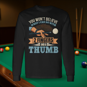 Camiseta de manga larga Pool Billiards con diseño de 2 dedos y un pulgar, ropa informal para hombre - Product Image 3