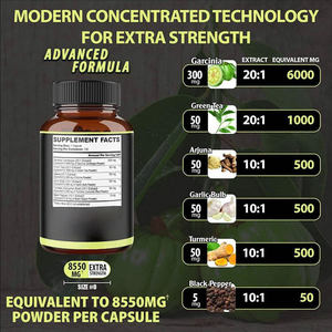 चीन कारखाना गार्सिनिया 1000 मिलीग्राम कैप | कस्टम लोगो निजी लेबल | थोक मोक 500 - Product Image 2
