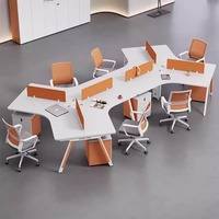 Escritorio Modular Curvo Acústico Comercial con Gestión de Cables, Pedestal Móvil, Estructura de Acero, para Centro de Llamadas y Oficina