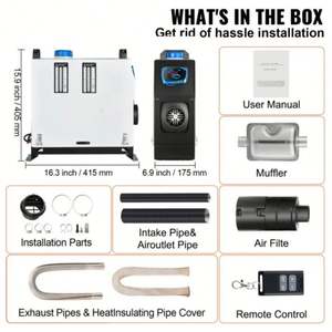 Diesel Air Heater All in One, One Air Outlet, 8KW 12V With Red LCD Switch, <b>Remote</b> <b>Control</b> for Car, RV <b>Truck</b>, Boat, Caravans - Product Image 6