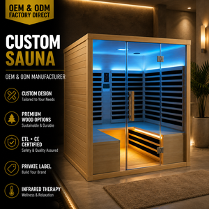 HG Custom Indoor Infrared Canadian Hemlock <b>Red</b> Cedar Wooden Home Room with Full Glass Front and LED Light - Product Image 1
