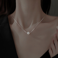 K151 Vente en gros de colliers en argent sterling 925 avec pendentif à breloques en perles véritables de 6mm, 8mm et 10mm pour femmes, bijoux élégants et simples à la mode