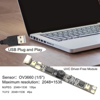 Modul Kamera Inframerah Fisheye 120 Derajat OEM 3MP OV3660 1080p USB2.0 Mipi untuk Laptop dengan UVC, Bebas Driver, Plug and Play