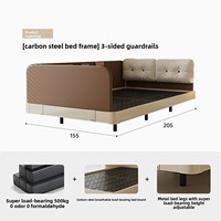 2026 Neues Umweltfreundliches Italienisches Luxusbett aus Echtem Leder Moderner Minimalistischer Cremefarbener Stahlrahmen 1,5*2 Bett mit Nachtlicht