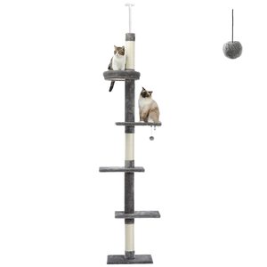 Torre de gato de suelo a techo de 5 niveles Árbol de gato ajustable en altura con <span class=keywords><strong>poste</strong></span> rascador - Product Image 2