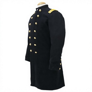 Abrigo de lana vintage para hombre, doble botonadura, con botones grabados, cuello alto, impermeable, uniforme de invierno, reproducción de frac. - Product Image 1