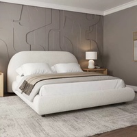 Lit double Zayshine de luxe moderne français en tissu blanc, grande taille, pour chambre principale, 1,5-1,8 mètres, modulaire, pour appartement ou hôtel, lit moelleux