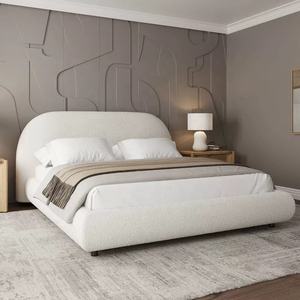 Letto Matrimoniale Moderno <span class=keywords><strong>di</strong></span> Lusso Francese Zayshine in Velluto Bianco, Grande Dimensione 1.5-1.8 Metri, Modulare per Appartamenti e Hotel, Letto Morbido - Product Image 4