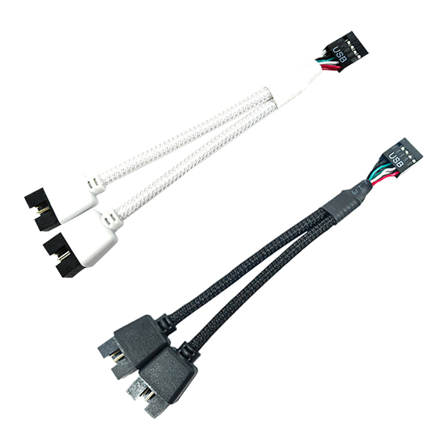USB 2.0 9Pin Header 1 to 2 Splitter Cable 15CM 24AWG Internal Motherboard Extension Shielded Wire for Desktop PC