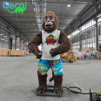 Décorations animatroniques robotiques d'animaux de la jungle pour les parcs zoologiques, gorilles réalistes et modèles de dessins animés mignons